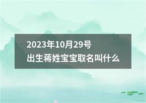 2023年10月29号出生蒋姓宝宝取名叫什么