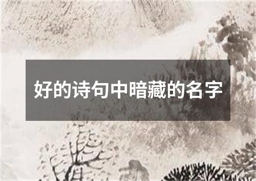 好的诗句中暗藏的名字
