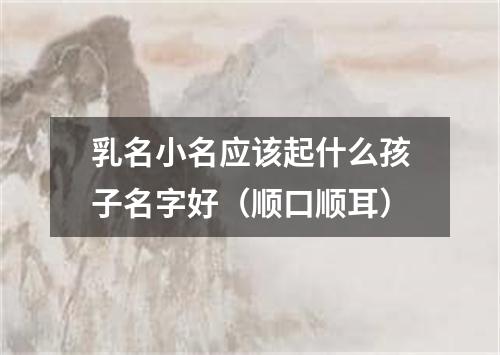 乳名小名应该起什么孩子名字好（顺口顺耳）
