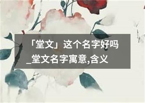 「堂文」这个名字好吗_堂文名字寓意,含义
