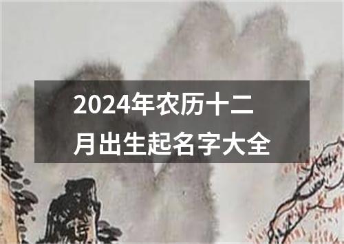 2024年农历十二月出生起名字大全