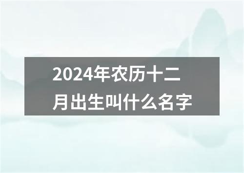 2024年农历十二月出生叫什么名字