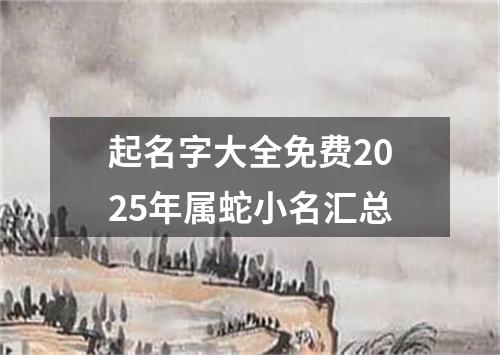 起名字大全免费2025年属蛇小名汇总