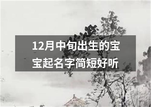 12月中旬出生的宝宝起名字简短好听