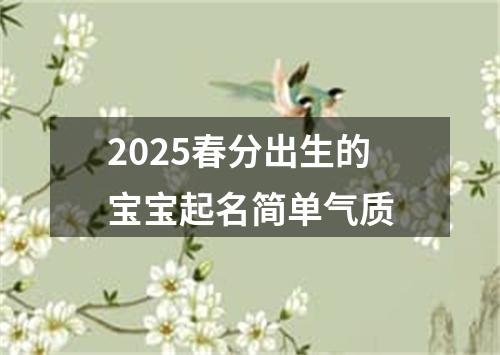 2025春分出生的宝宝起名简单气质