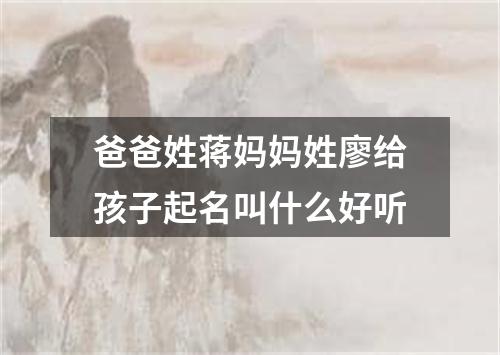 爸爸姓蒋妈妈姓廖给孩子起名叫什么好听