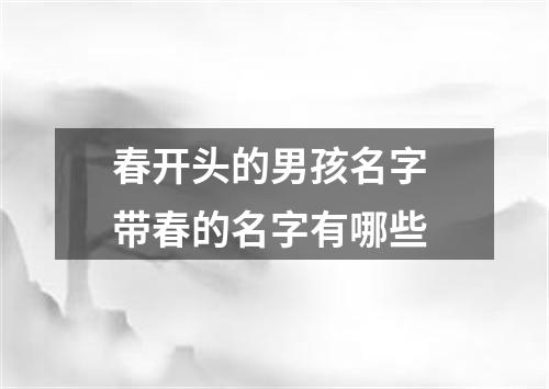春开头的男孩名字 带春的名字有哪些