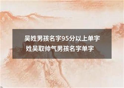 吴姓男孩名字95分以上单字 姓吴取帅气男孩名字单字
