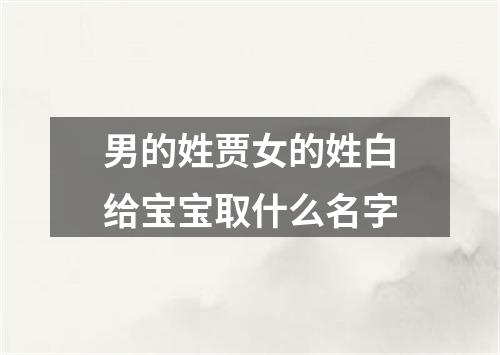 男的姓贾女的姓白给宝宝取什么名字