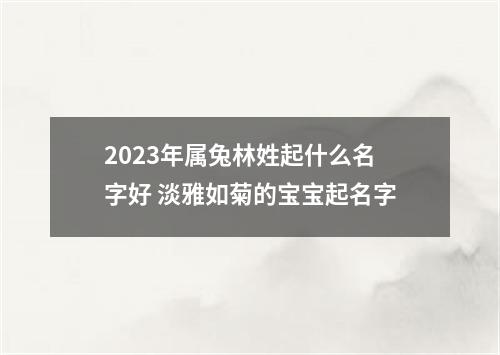 2023年属兔林姓起什么名字好 淡雅如菊的宝宝起名字