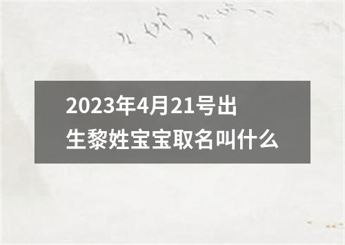 2023年4月21号出生黎姓宝宝取名叫什么