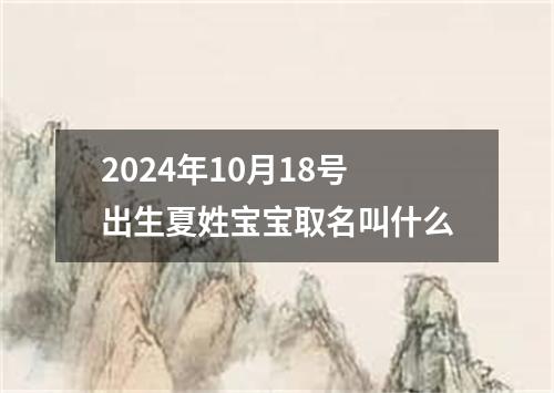 2024年10月18号出生夏姓宝宝取名叫什么