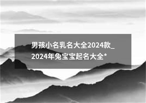 男孩小名乳名大全2024款_2024年兔宝宝起名大全*