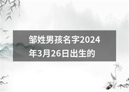 邹姓男孩名字2024年3月26日出生的
