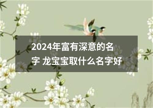 2024年富有深意的名字 龙宝宝取什么名字好