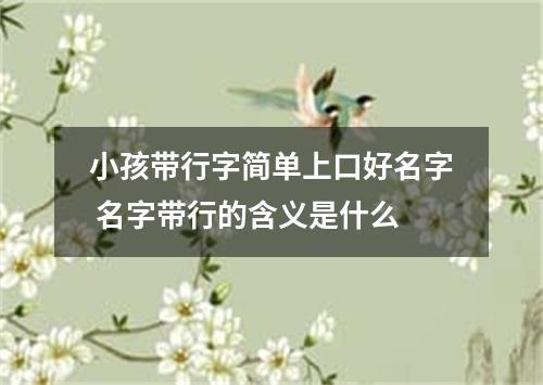 小孩带行字简单上口好名字 名字带行的含义是什么