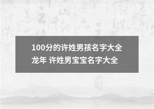 100分的许姓男孩名字大全龙年 许姓男宝宝名字大全
