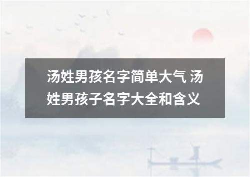 汤姓男孩名字简单大气 汤姓男孩子名字大全和含义
