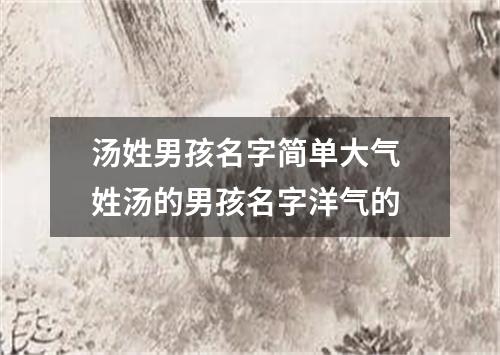 汤姓男孩名字简单大气 姓汤的男孩名字洋气的
