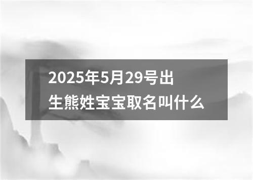 2025年5月29号出生熊姓宝宝取名叫什么
