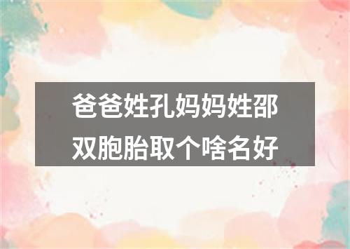 爸爸姓孔妈妈姓邵双胞胎取个啥名好
