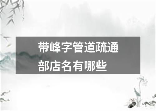 带峰字管道疏通部店名有哪些