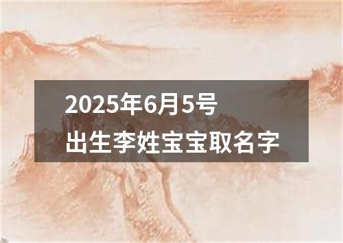 2025年6月5号出生李姓宝宝取名字