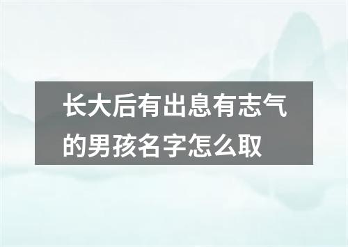 长大后有出息有志气的男孩名字怎么取