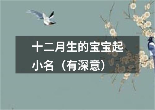十二月生的宝宝起小名（有深意）