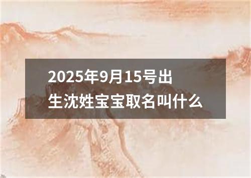 2025年9月15号出生沈姓宝宝取名叫什么