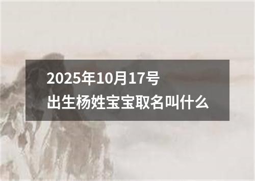 2025年10月17号出生杨姓宝宝取名叫什么