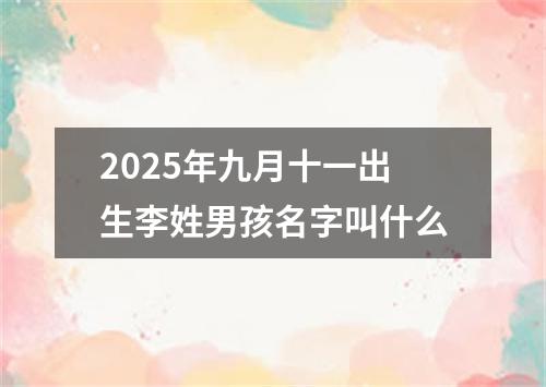 2025年九月十一出生李姓男孩名字叫什么