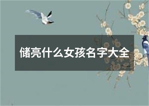 储亮什么女孩名字大全