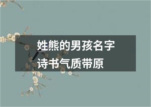 姓熊的男孩名字诗书气质带原