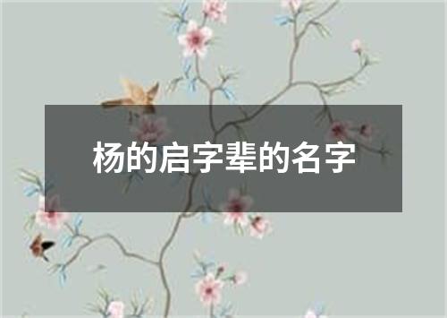 杨的启字辈的名字