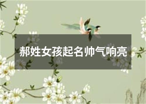 郝姓女孩起名帅气响亮