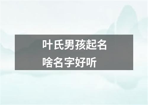 叶氏男孩起名啥名字好听
