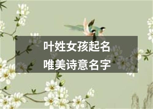 叶姓女孩起名唯美诗意名字