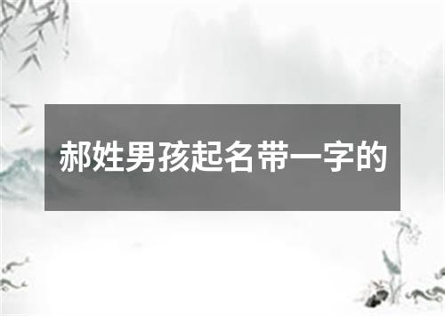 郝姓男孩起名带一字的
