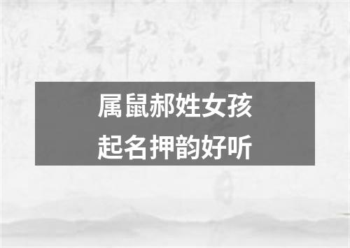 属鼠郝姓女孩起名押韵好听