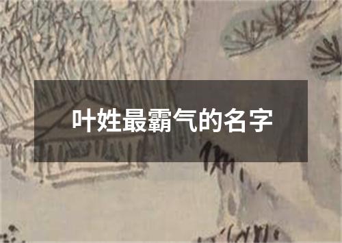叶姓最霸气的名字
