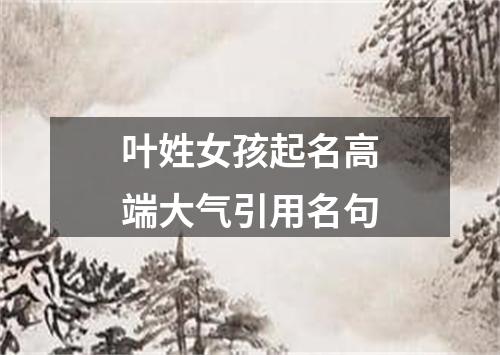 叶姓女孩起名高端大气引用名句