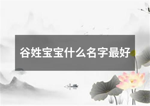 谷姓宝宝什么名字最好
