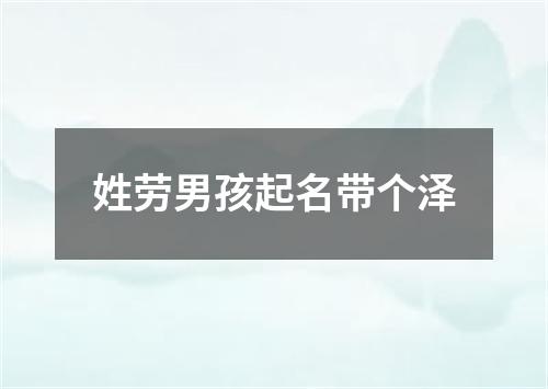 姓劳男孩起名带个泽