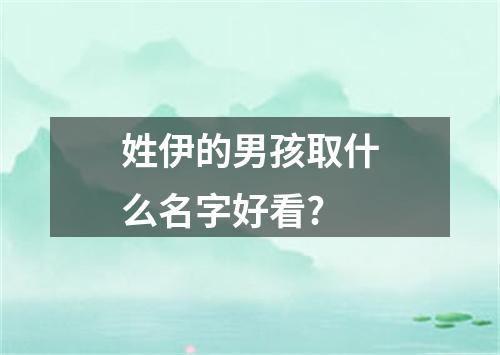 姓伊的男孩取什么名字好看?
