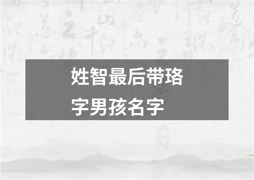 姓智最后带珞字男孩名字