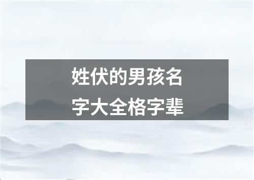 姓伏的男孩名字大全格字辈