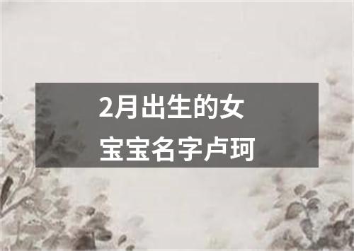2月出生的女宝宝名字卢珂