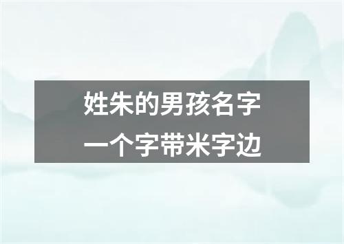 姓朱的男孩名字一个字带米字边