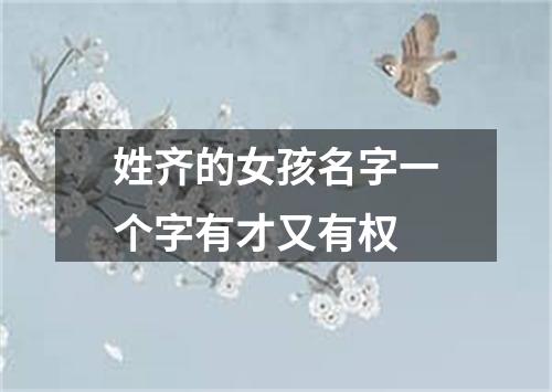 姓齐的女孩名字一个字有才又有权